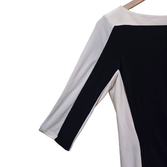 Ralph Lauren Navy & White 3/4 Sleeve Scoop Neck Color Block Mini Dress Sz 6 - Picture 4 of 7